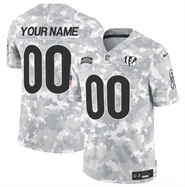 Mens Cincinnati Bengals Active Player Custom 2024 F.U.S.E Arctic Camo Salute To Service Limited Stitched Football Jersey